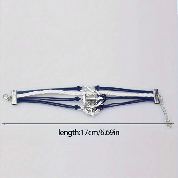 Unisex Nautical Anchor Infinity compass braided bracelet New - Picture 5 of 5
